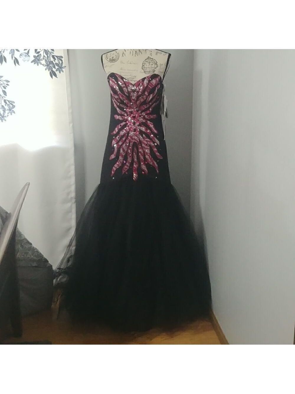 NWT LaFee E157103 Strapless Mermaid Style Pink/Black Prom 8